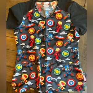 Marvel character women’s scrub top